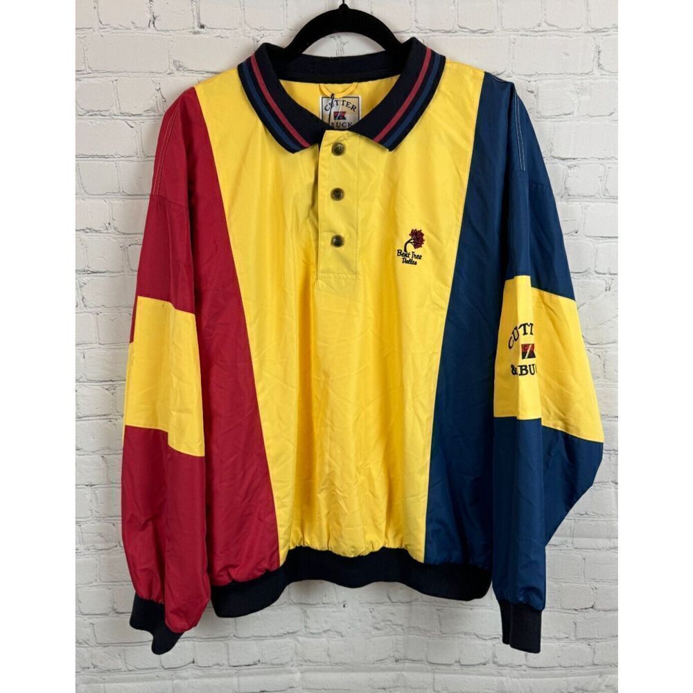 CUTTER & BUCK yellow blue red CLIMAGUARD mens windbreaker coat size L NWT